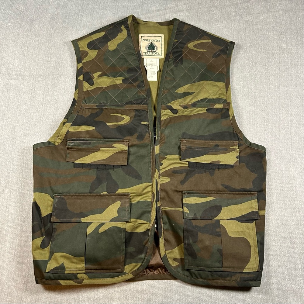 Northwest Territory Mens Camo Hunting Vest Medium Woodland Camouflage Game Bag